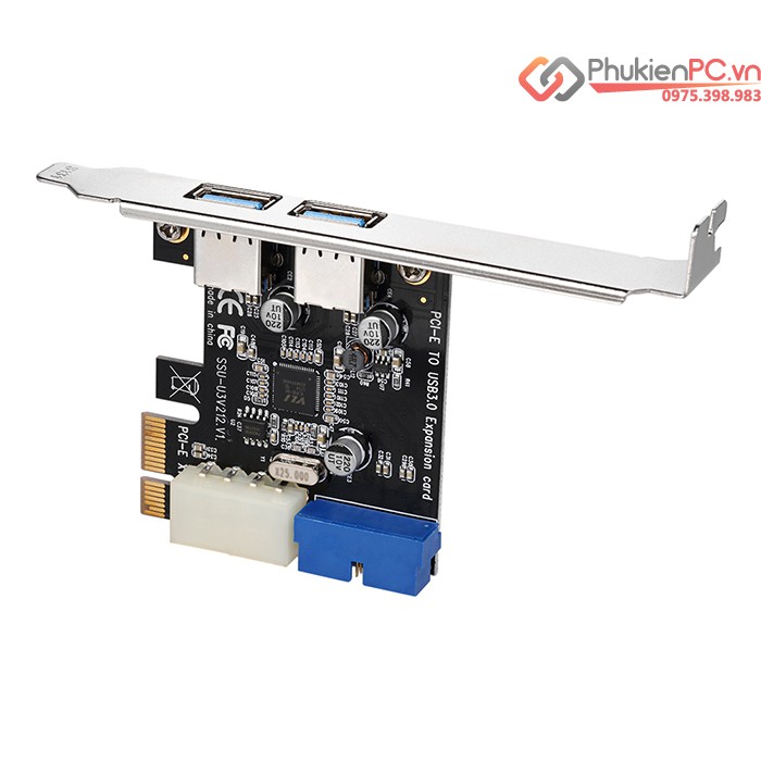 Card chuyển đổi PCI-E ra 2 USB 3.0, 20Pin Chipset VL805