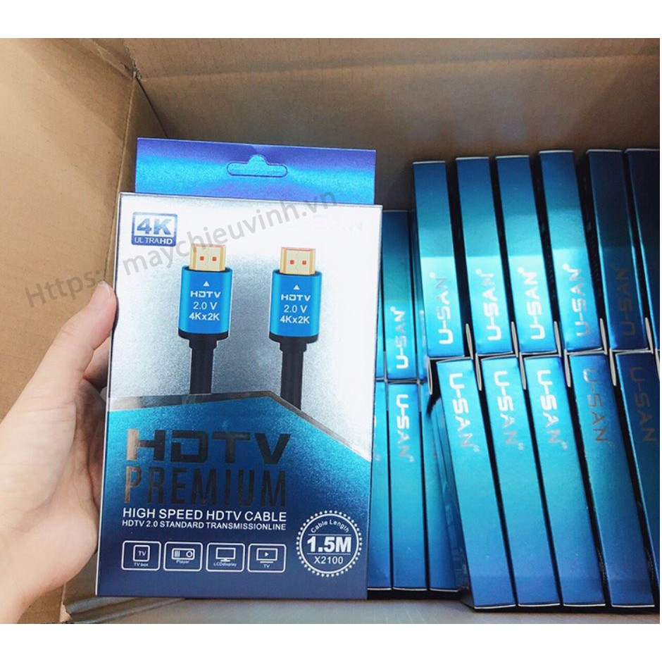 Dây Cáp HDMI 1,5m Hãng USAN, Hàng Cao Cấp Chuyên Dụng Lắp Đặt Máy Chiếu Lớp Học, Văn Phòng, Dây Bền Đẹp