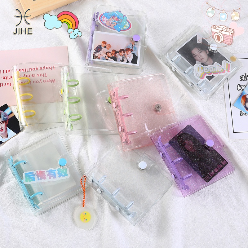 【JIHE】Sổ tay mini ba lỗ bằng PVC trong suốt in hình BTS phong cách Hàn Quốc