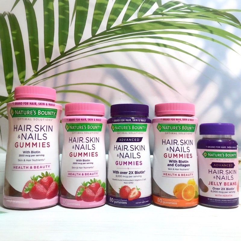 Kẹo dẻo Nature's Bounty Hair, Skin & Nails Gummies giúp đẹp da, cứng móng, giảm rụng và kích mọc tóc 80 viên