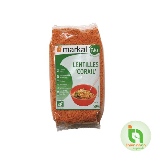 Đậu lăng đỏ cam san hô hữu cơ Markal 500g