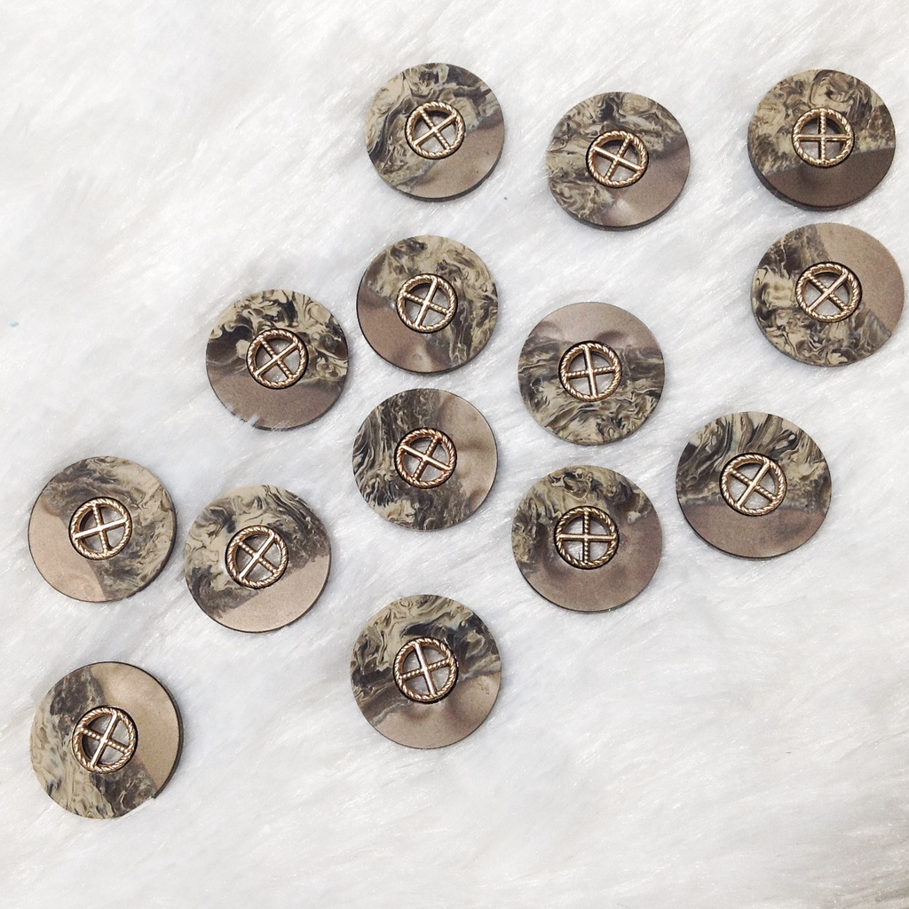 Khuy áo khoác vest Nút dạ tweed sang trọng vân xà cừ mờ cúc viền vàng siêu đẹp đính kết trang phục vintage