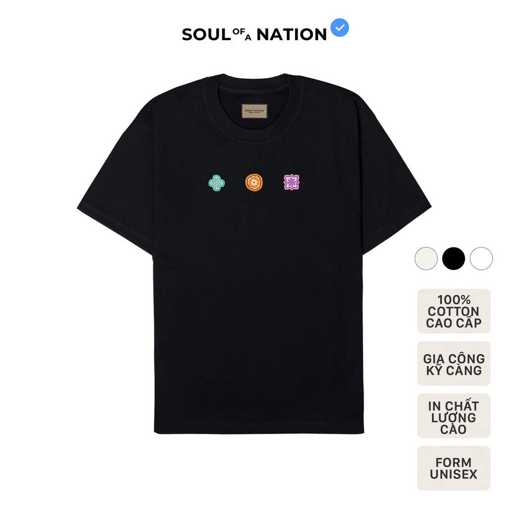 Áo thun unisex In hình cao cấp những viên GẠCH BÔNG MINI Ver 1 form basic 100% cotton SOUL OF A NATION - Trắng/Đen/Kem