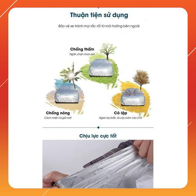 Bạt Phủ Xe Ô TÔ Tráng Bạc Cao Cấp 3 Lớp chống nóng, chống mưa, chống cháy