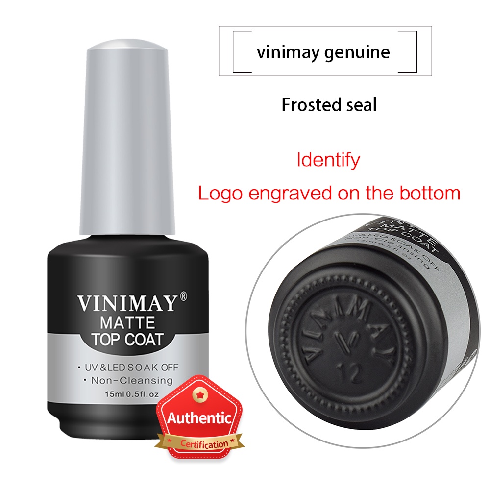 Top gel lì VINIMAY chai đen 15ml tạo lớp phủ nhung mịn