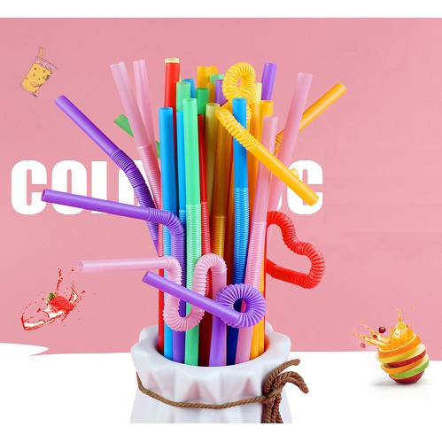 50 cái Ống hút nghệ thuật tạo hình loại 1, ống hút xoắn kiểu uốn dẻo 360 độ nhiều màu, tạo đủ mọi loại hình