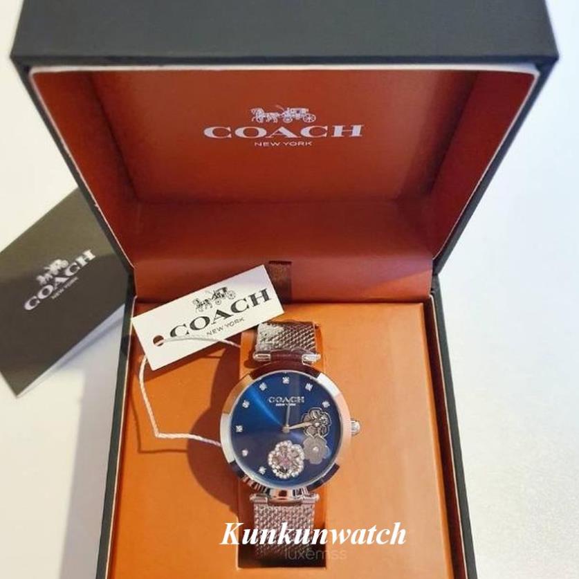 Đồng Hồ Nữ Coach 14503565 Nền Mặt Hoa Văn - Dây Thép Lưới - 33mm