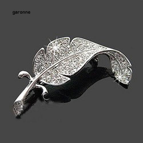 Ghim cài áo hình chiếc lá phối đá nhân tạo thời trang cho nữ