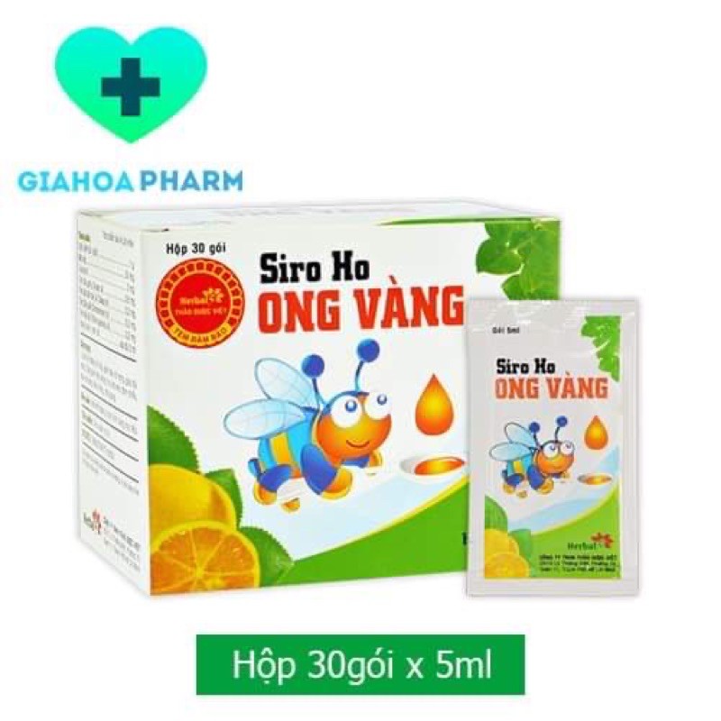 Siro ho Ong Vàng dạng gói  - Giảm ho, đau họng, phế quản, khan tiếng, an toàn cho bé, tiện mang đi học