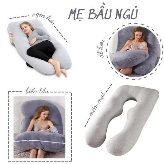 Gối Ôm Bà Bầu Chữ U Cao Cấp , Vỏ Nhung Mềm cao cấp giúp Mẹ Bầu Ngủ Ngon - Con Khỏe Mạnh