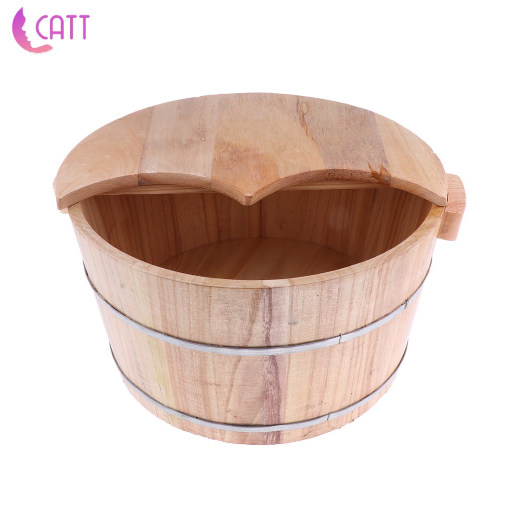 [Hàng mới về] Chậu ngâm chân làm từ gỗ có nắp đậy tiện dụng