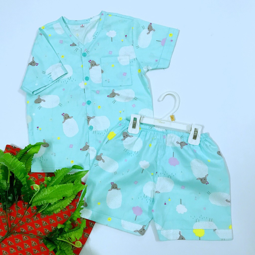 Pijama đùi cho bé trai bé gái vải thô lụa 100% cotton mịn đẹp hút mồ hôi size 10-20kg nhiều mẫu