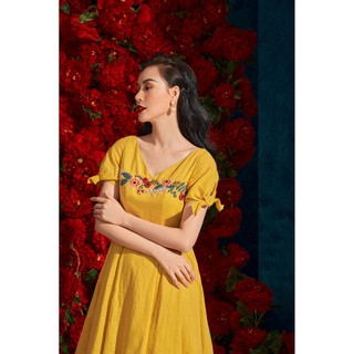 OLV - Đầm thêu Lemon V Neck Embro