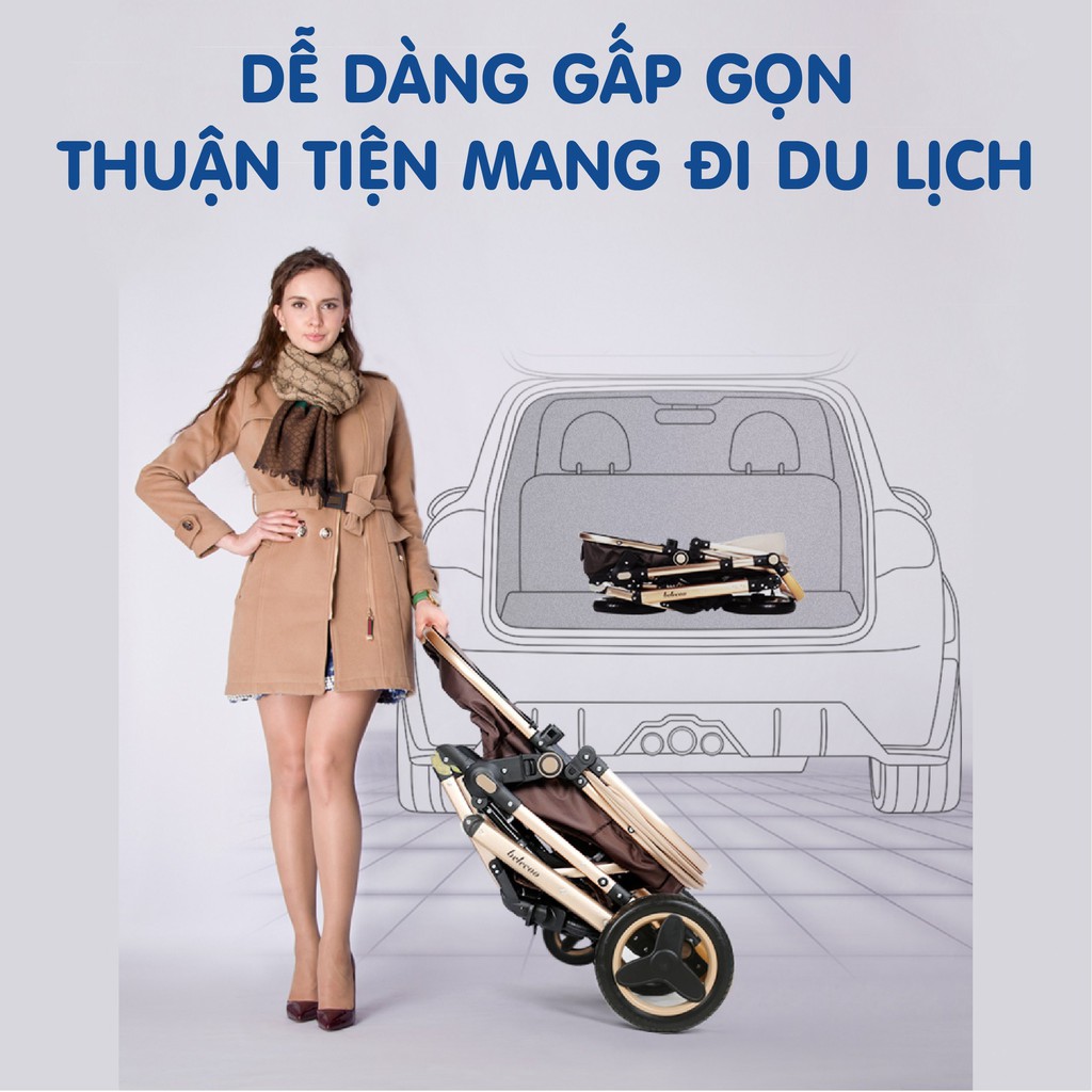 Xe nôi em bé 2 chiều CAYABE Belecoo 5 màu hồng