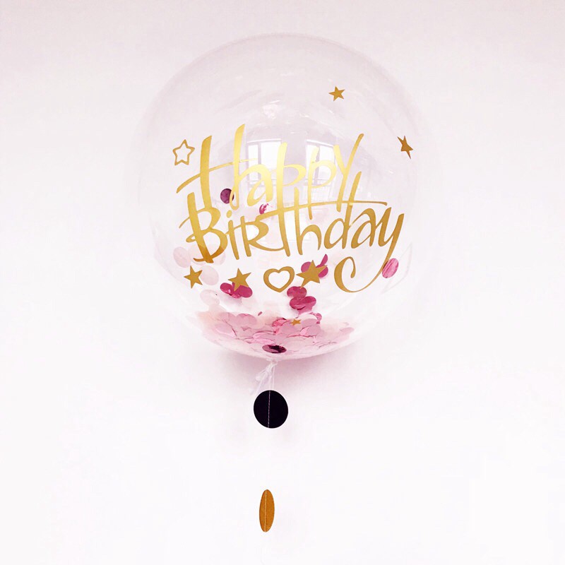 Miếng dán trong suốt trang trí bóng bay in chữ Happy Birthday