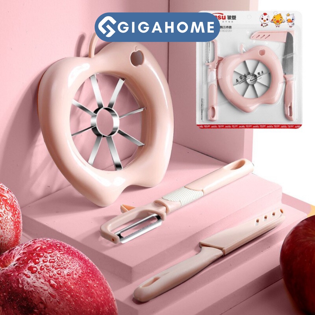 Bộ 3 Dao Nhà Bếp Cắt Gọt Trái Cây,  Bổ Táo Lê Thành 8 Miếng Tiện Lợi GIGAHOME 8762