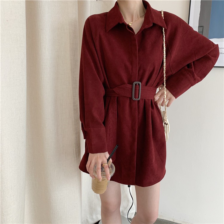 Xiaozhainv Đầm Sơ Mi Dáng Rộng Phong Cách Hàn Quốc Trẻ Trung 4 Mùa Thời Trang Cho Nữ