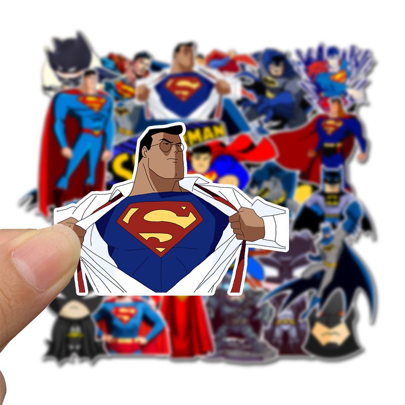 Bộ 45 Miếng Dán Trang Trí Chống Thấm Nước Hình Batman Superman
