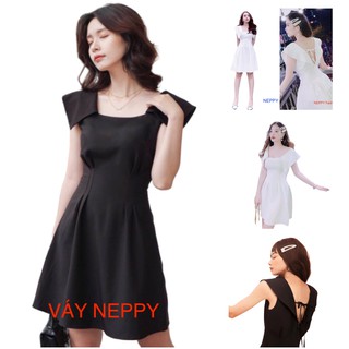 [Mã giảm 30k, 20k,12k, 5k đơn 0đ] Váy đầm nữ đắp vai cổ U hở lưng màu trắng, đen, dự tiệc cưới, đi biển đẹp Neppy N1W180