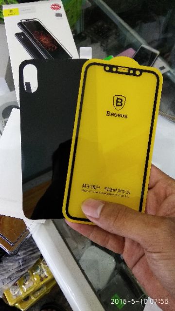 Kính cường lực baseus iPhone x ( 2 mặt )