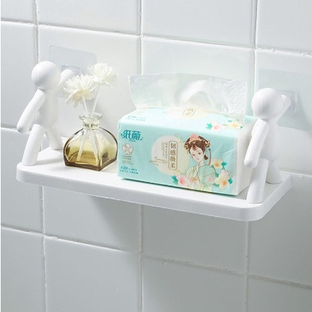 Kệ hình nhân decor nhà tắm, kệ nhựa nhà bếp dán tường siêu dính chịu lực