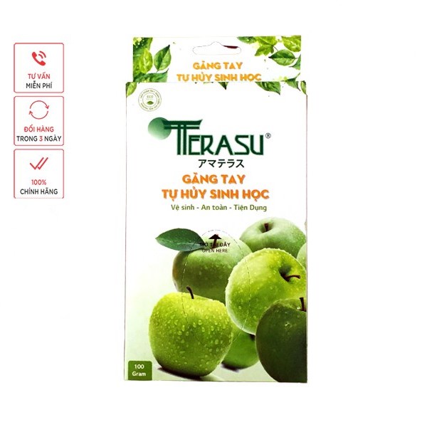 Găng tay dùng 1 lần tự hủy sinh học Terasu hộp 100 gram