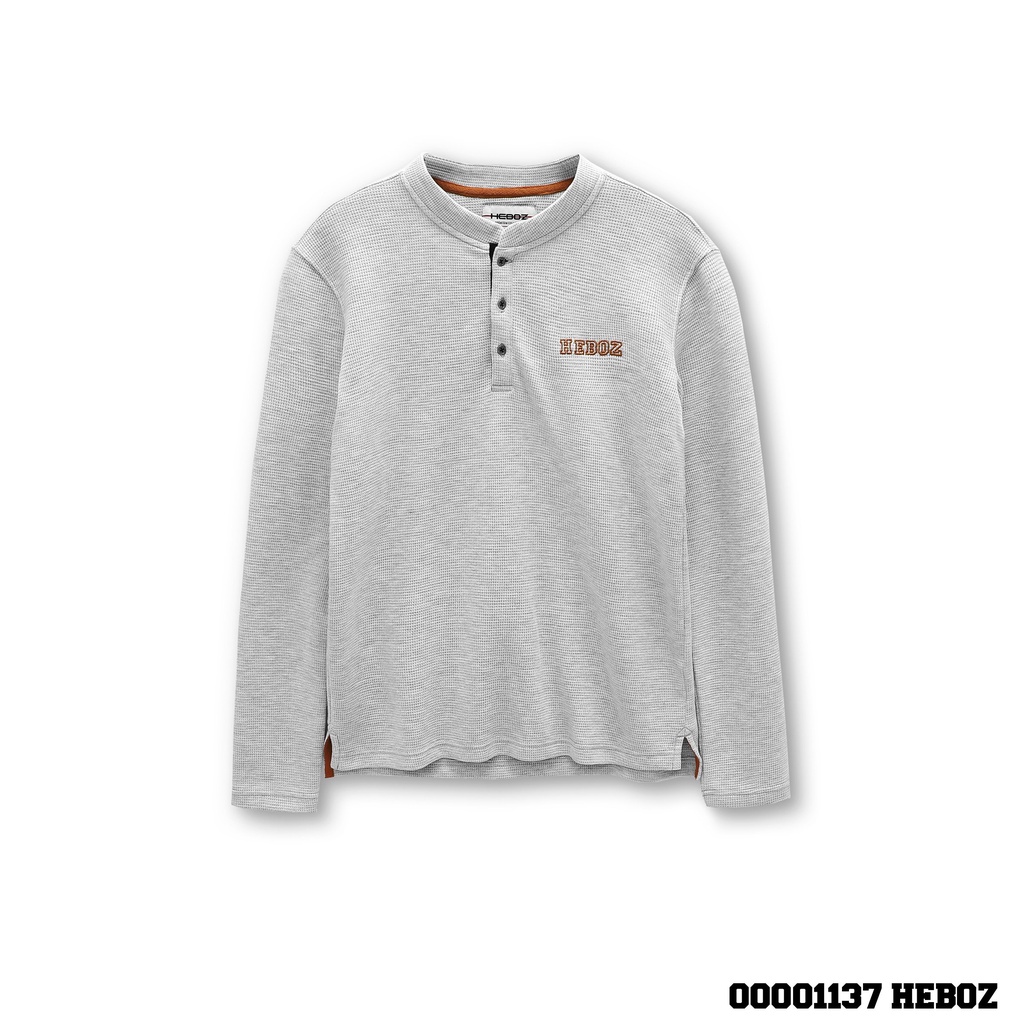 Áo henley dài tay waffle Heboz 4M, chất vải waffle co dãn thoáng mát - 00001137
