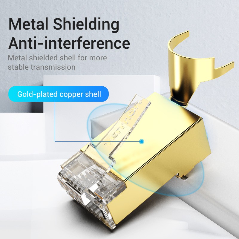 Đầu Nối Cáp Mạng Cat 8 RJ45 VENTION IDH Cho Dây Điện Và Dây Cáp Màu Trong Suốt