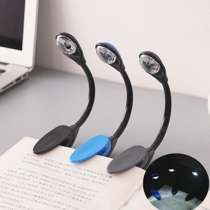 Đèn LED Đọc Sách Mini Dạng Kẹp Linh Hoạt Có Thể Uốn Cong Sử Dụng Pin