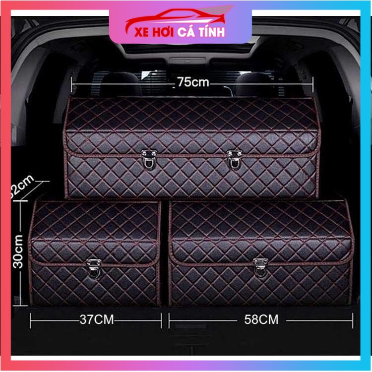 Thùng chứa đồ bọc da sang trọng đa năng cốp sau ô tô Hộp chứa đồ bọc da cao cấp, có nắp gấp, có khoá gập gọn cao cấp