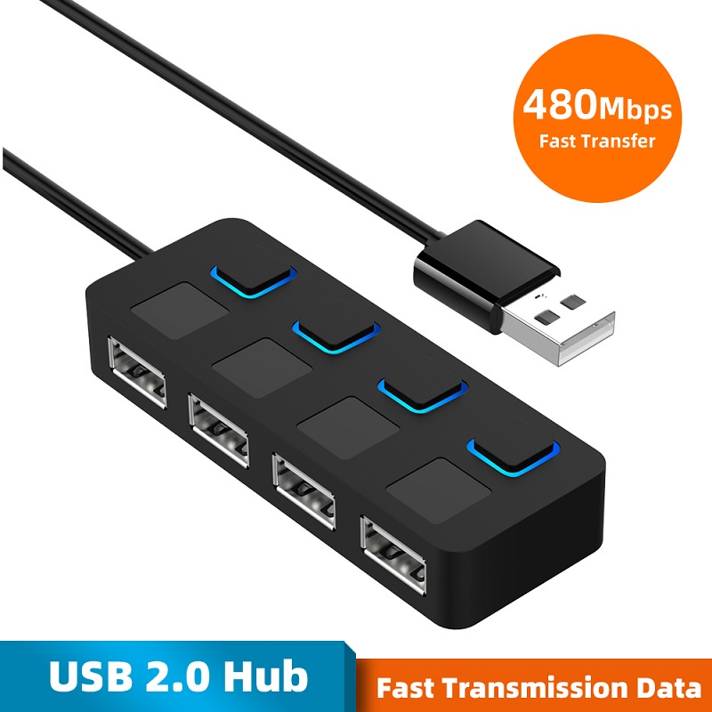 Bộ Chia 4 Cổng USB 2.0 Hub 2.0 2.0 Có Công Tắc Cho PC / Laptop