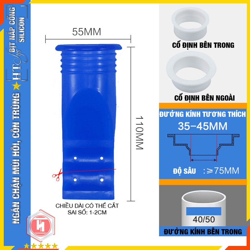 Bộ Van Ngăn Mùi Cống Kèm Nắp Nhựa, Phụ Kiện Phễu Cao Su Silicon Nắp Cống Nhà Tắm Phòng Vệ Sinh, Phễu Thoát Sàn