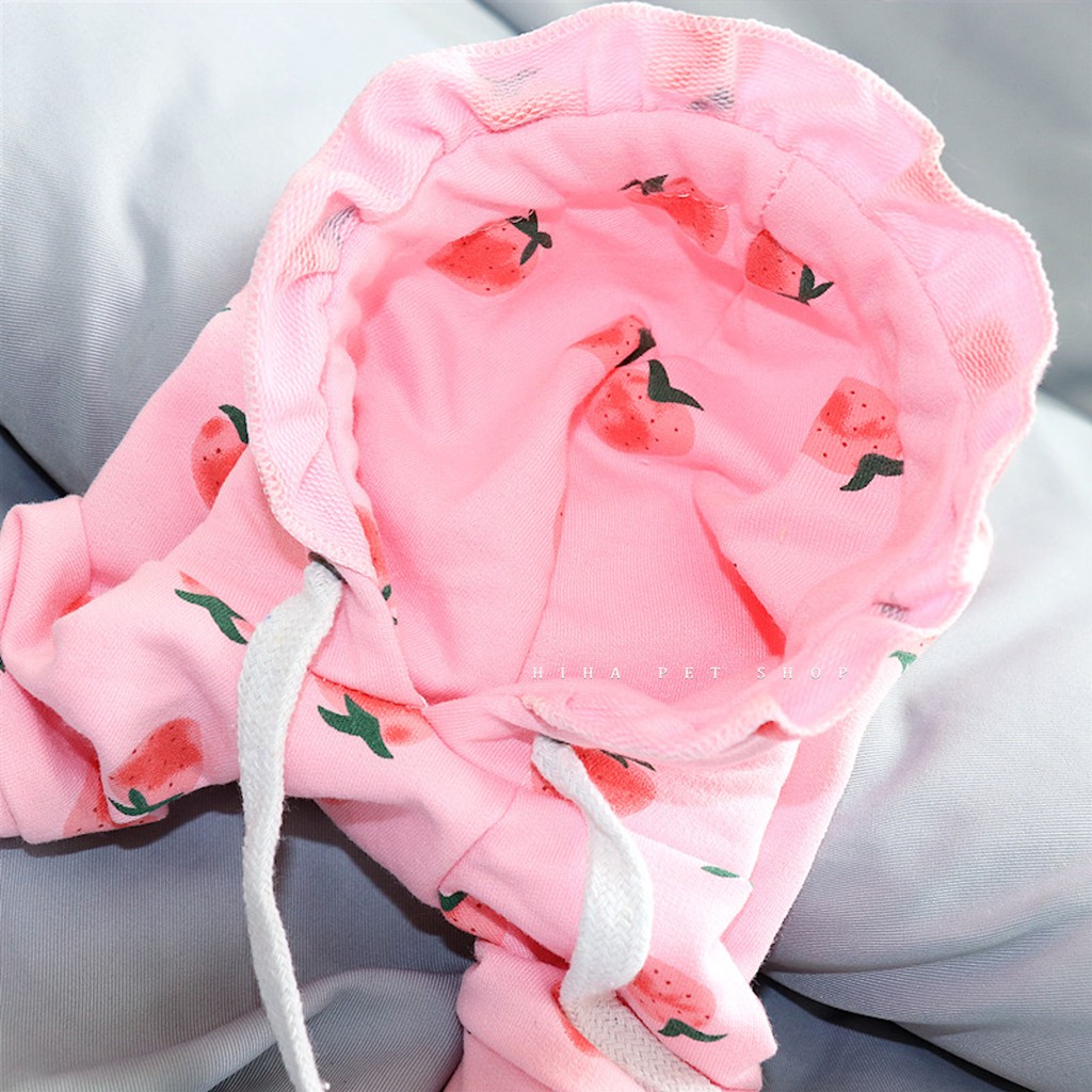 Áo Hoodie Len Thun Ấm Có Nón Chó Mèo Hoạ Tiết Trái Đào Cute Hihapet Mặc Ấm Áp.