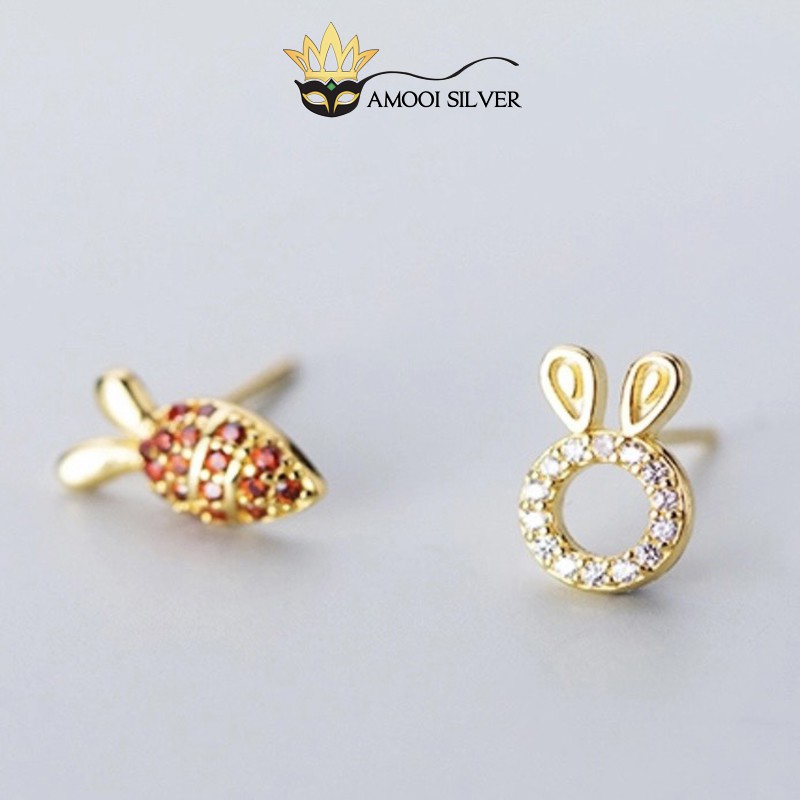Bông tai bạc S925 thỏ carrot - Amooi Silver AB193