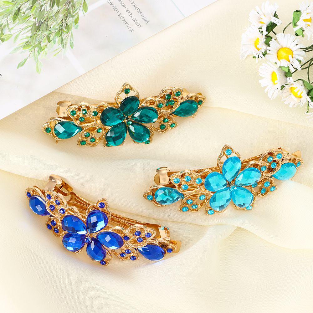 ❦Tôi❦ Kẹp Tóc Hình Hoa Năm Cánh Đính Pha Lê Phong Cách Hàn Quốc