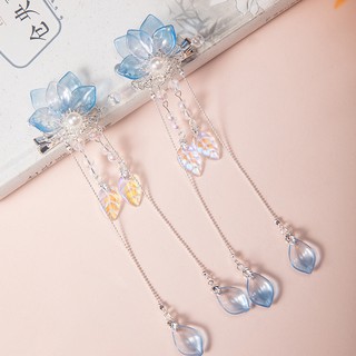 Kẹp Tóc Cài Trâm Cổ Trang Thiên Châu Liên 2 mẫu Hồng và xanh