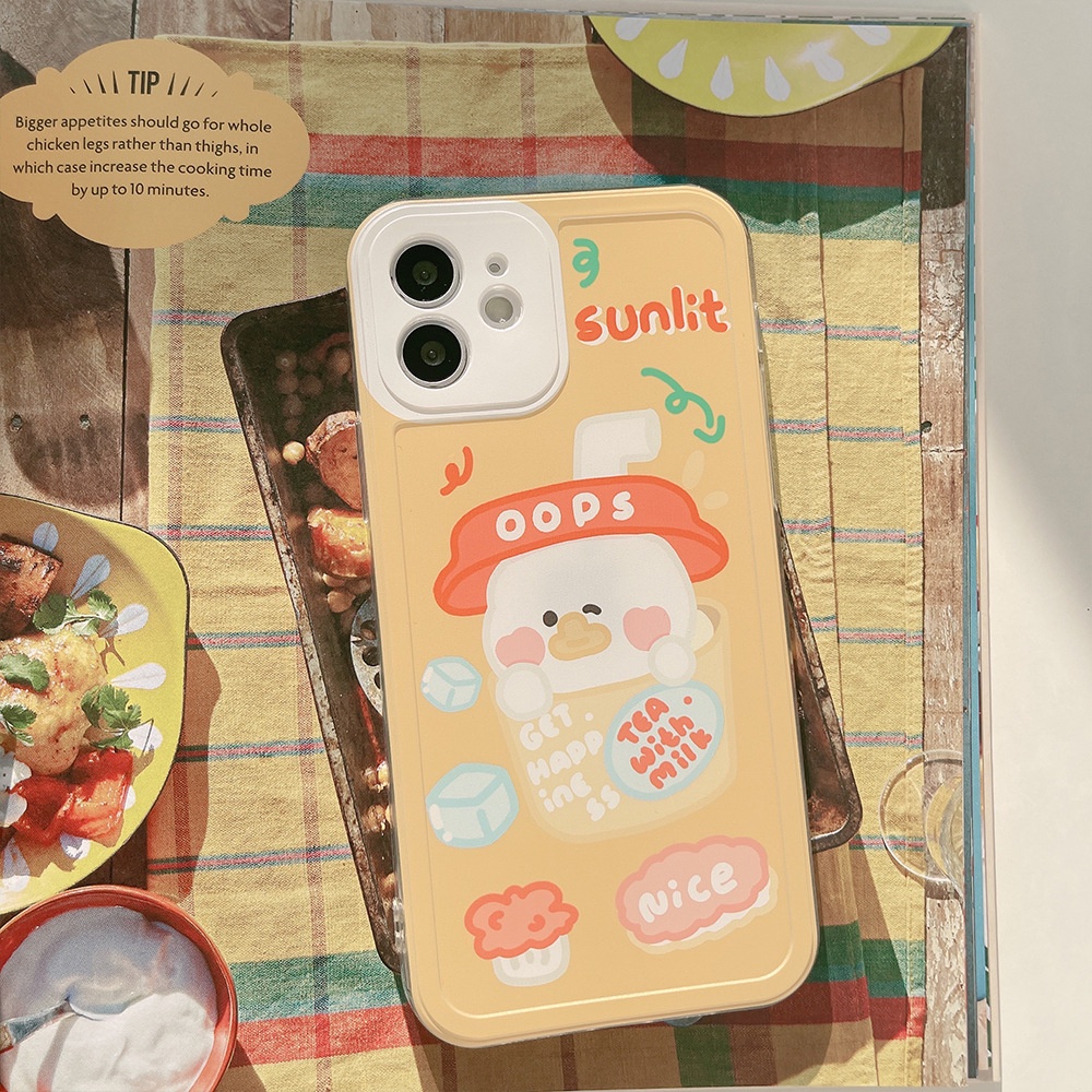 ốp iphone 11 Ốp điện thoại TPU hình vịt trà sữa cho iPhone 11 ProMax X Xr Xs Max 7 8Plus Se 2020 12 promax 12mini 13promax 13mini