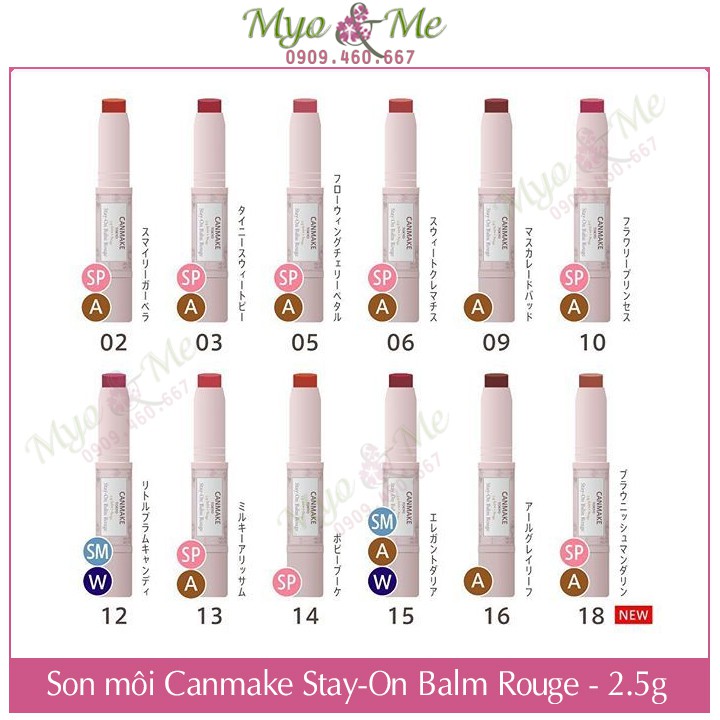  Son dưỡng màu chống nắng Canmake Stay-On Balm Rouge
