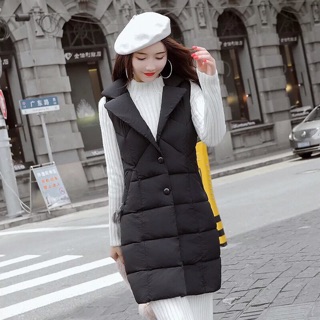 Áo phao gilê dáng dài