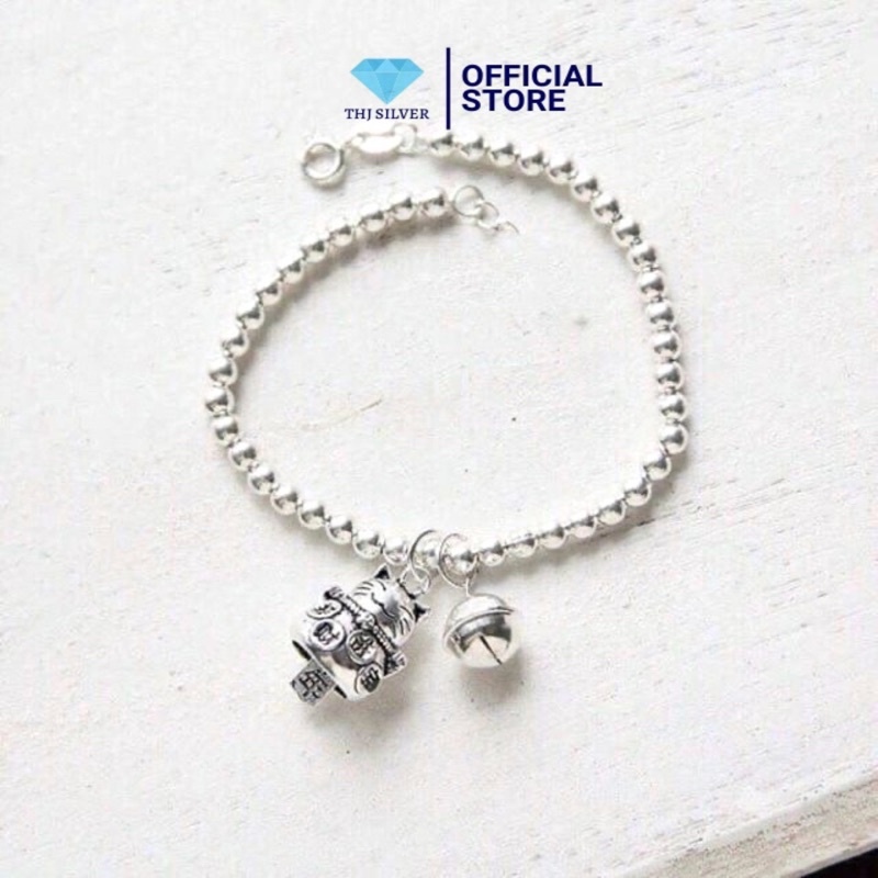 Lắc tay nữ bi mèo thần tài may mắn bạc ta - THJ SILVER