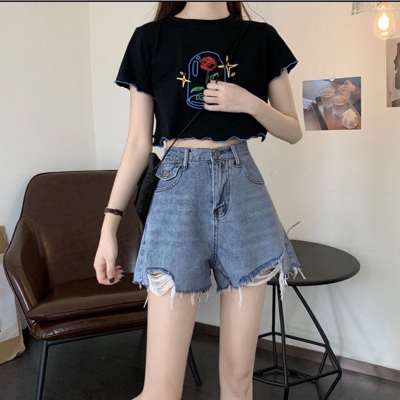 Big size, short jean kiểu rách bụi