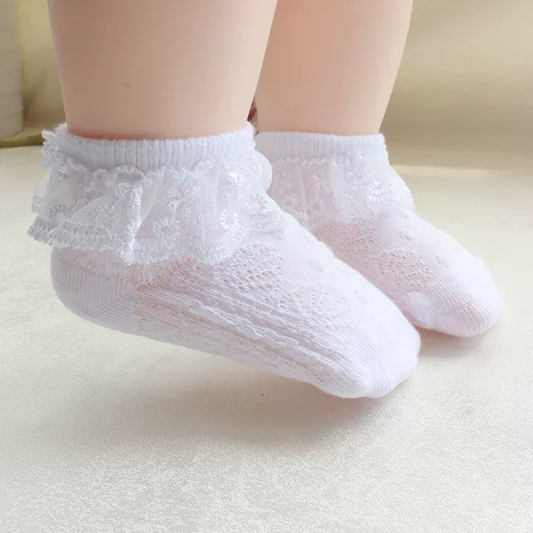 Tất cổ ren cho bé gái, Tất cotton cổ ren CU dễ thương co giãn tốt cho bé gái xinh xắn phong cách Hàn Quốc TCR01