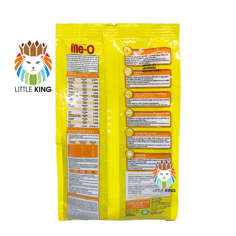 Thức ăn cho mèo Me-O Adult 350g, thức ăn hạt mèo lớn giá rẻ Little King pet shop