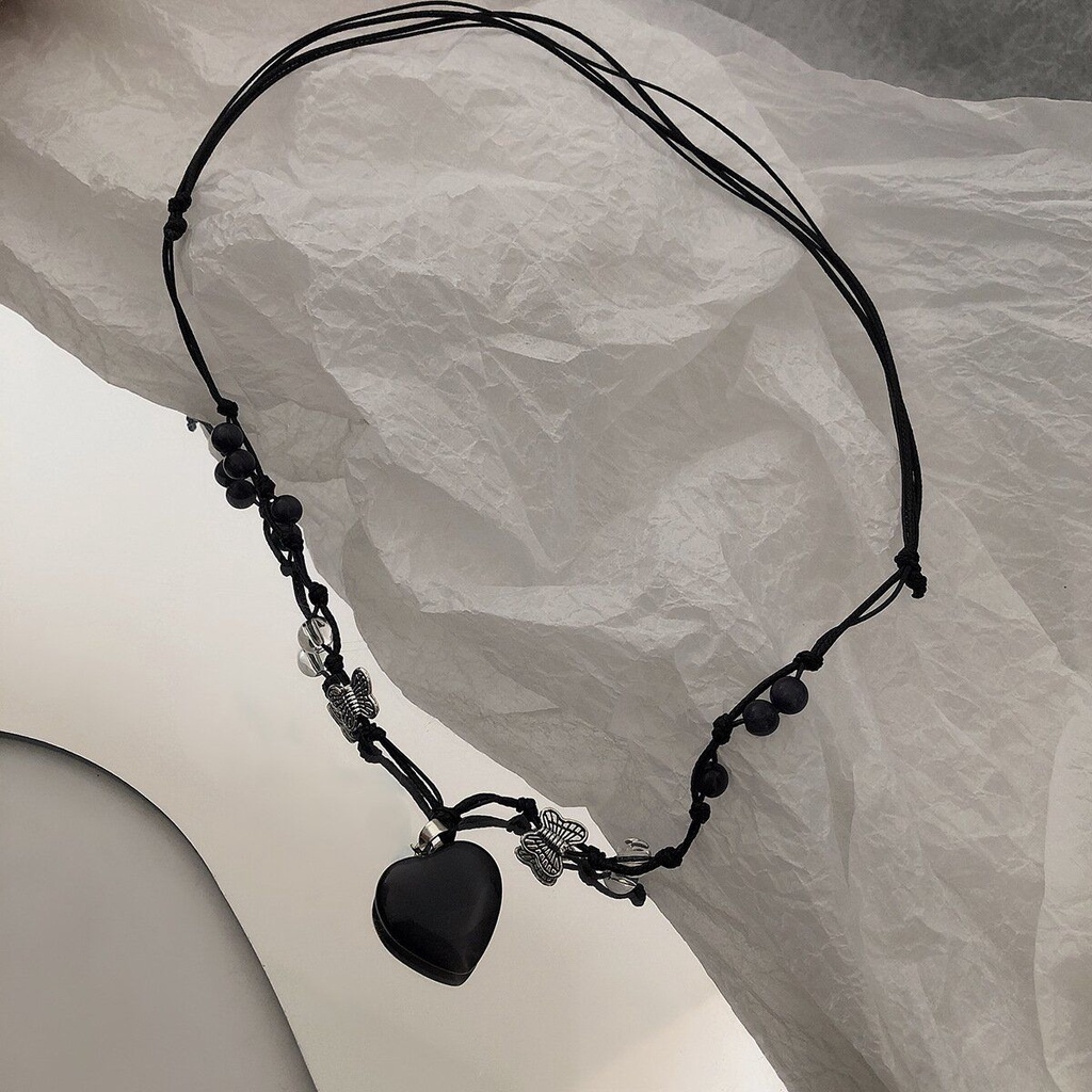 ☼Dây Chuyền Mặt Hình Trái Tim Đính Đá Opal Phong Cách Hàn Quốc Cổ Điển Thời Trang