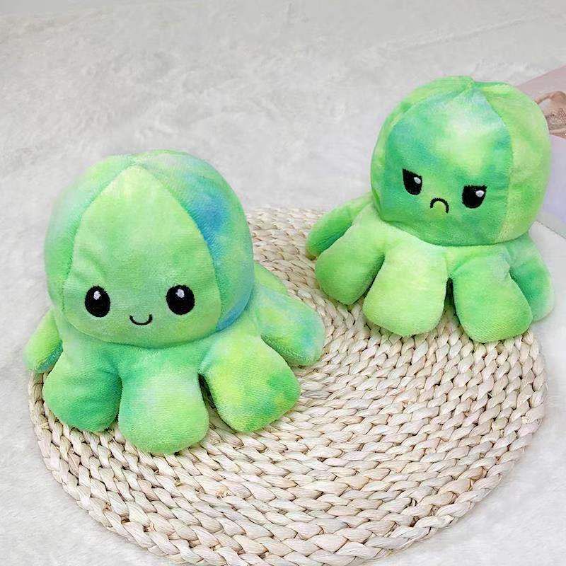 2022 Sequin Double-Sided Flip Reversible Octopus Plush Toy Marine Life Stuffed Doll girl gift