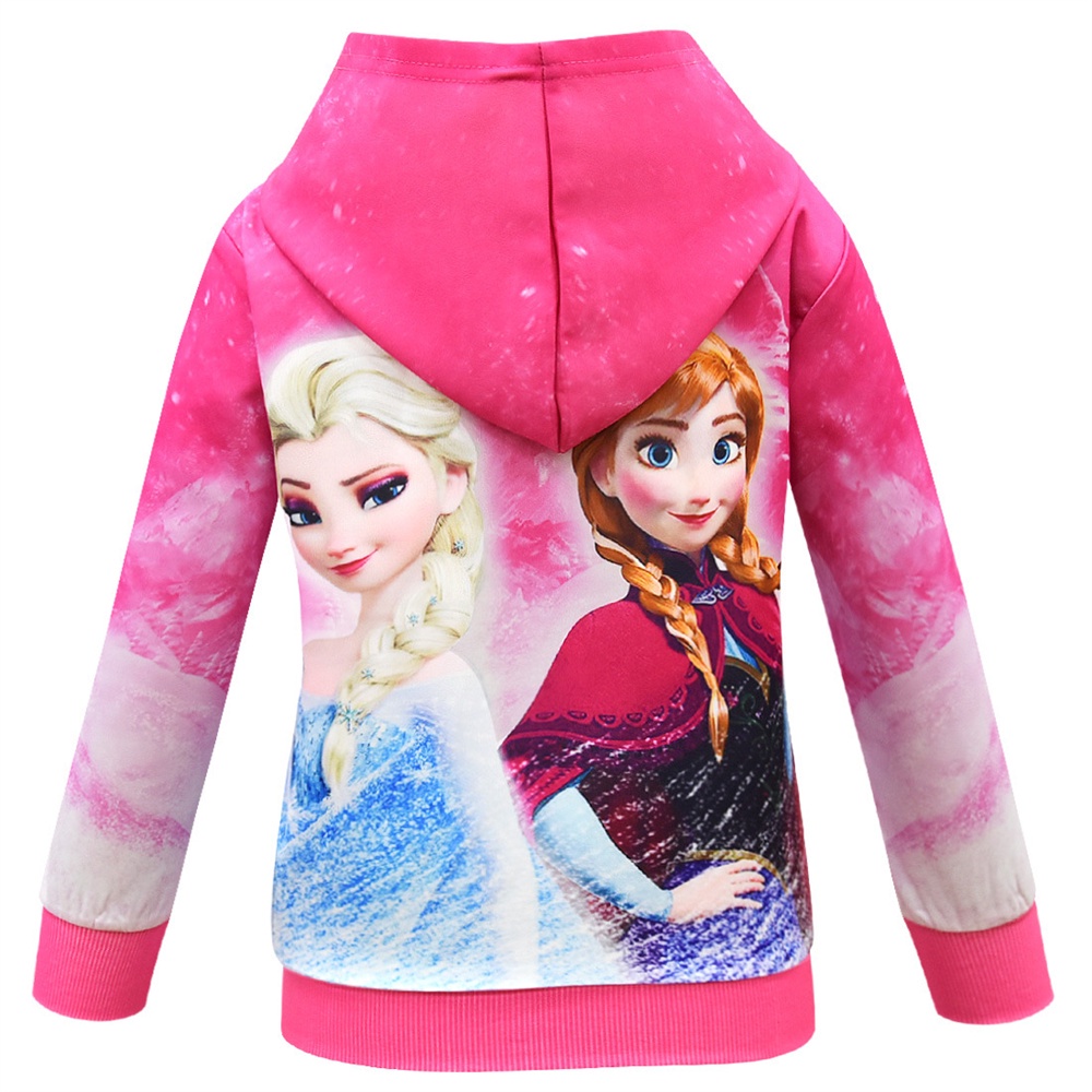 Mới Áo Khoác Cotton Tay Dài Có Nón Khóa Kéo In Hình Công Chúa Anna Frozen Cho Bé Gái 2-10 Tuổi