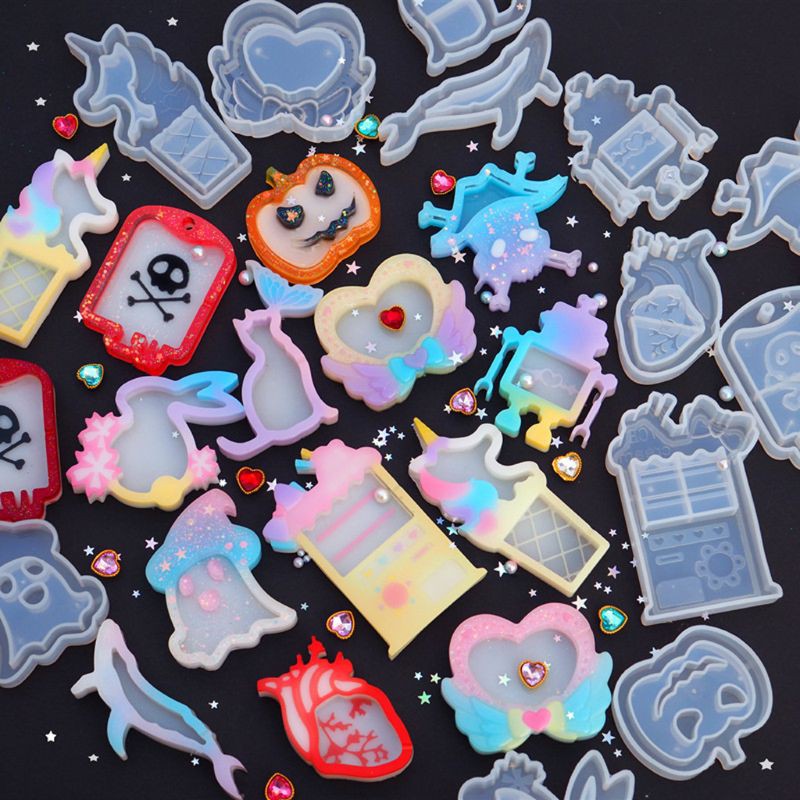 Khuôn Silicon Làm Đồ Trang Sức Hình Cá Voi / Mèo / Trái Tim / Ma Dễ Thương