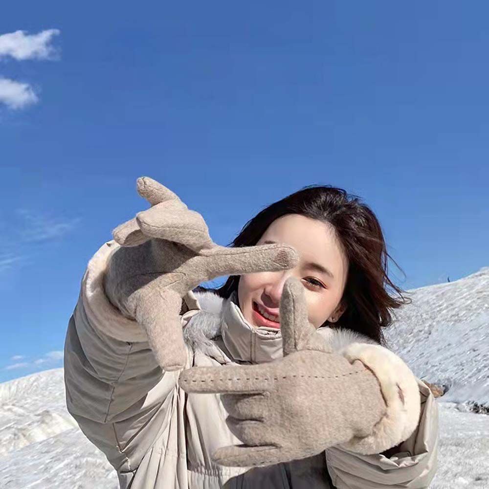 Găng tay nữ chất liệu cashmere dày dặn chống gió sành điệu nhiều màu lựa chọn