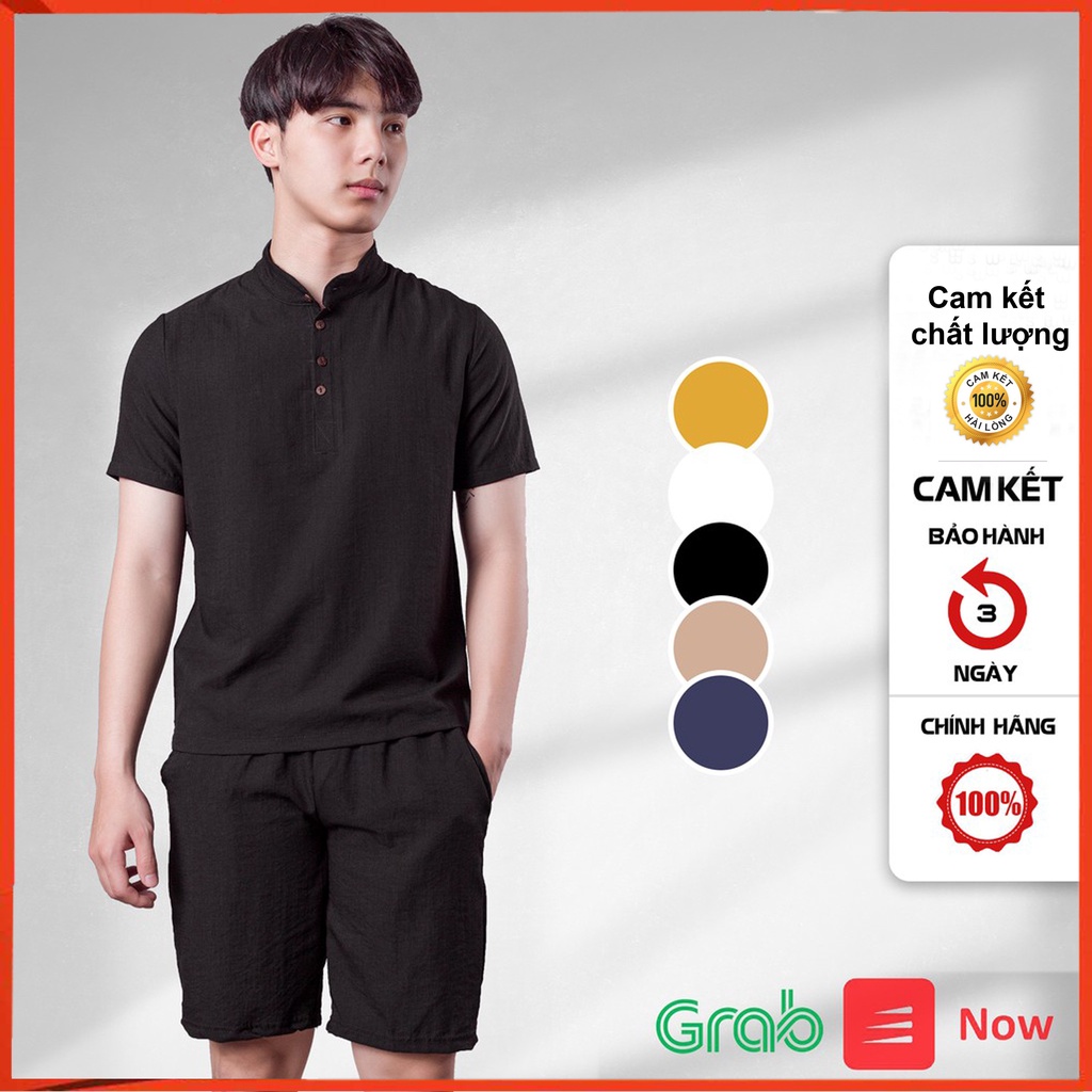 Bộ Đũi Nam Chất Lượng Cao CENTE Gồm Áo Tay Ngắn Và Quần Short Đồng Màu | BigBuy360 - bigbuy360.vn