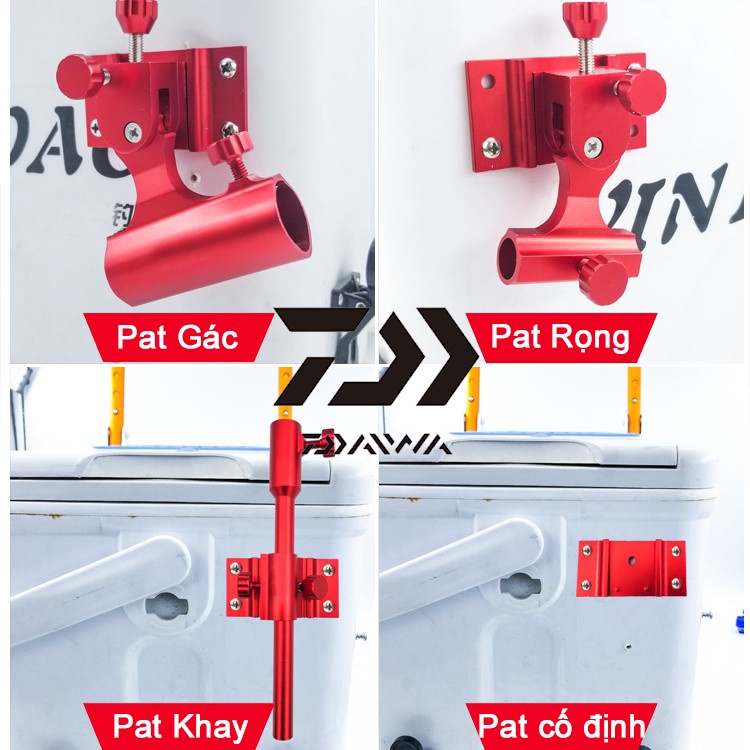 Bộ Pat gắn thùng - Pat rọng cá - Pat chống cần - Pat khay mồi chính hãng Daiwa chất liệu kim loại cao cấp